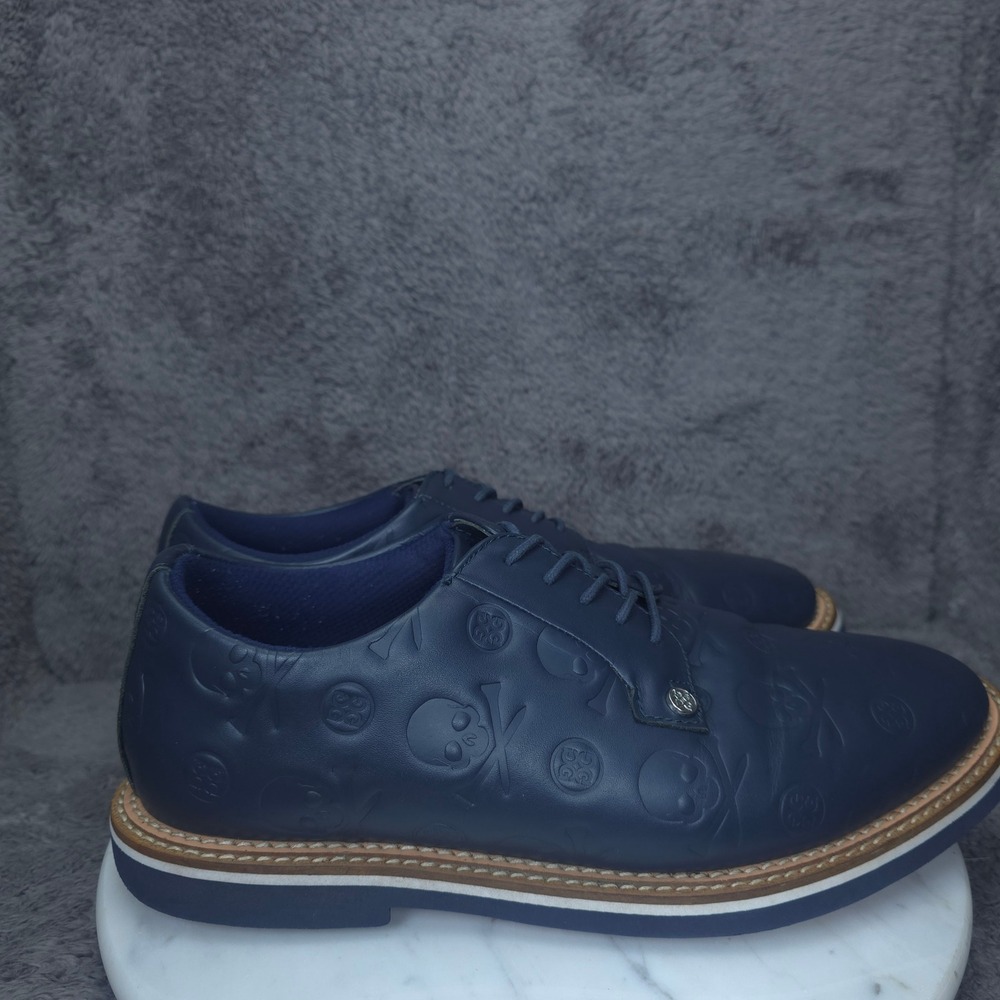 G/FORE Gallivanter Golf Shoes Mens 9.5 Twilight Blue Embossed Leather Skull